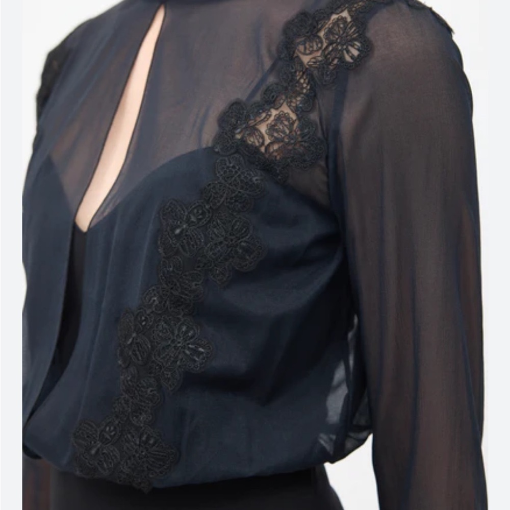 La Perla Black Sheer Lace Blouse